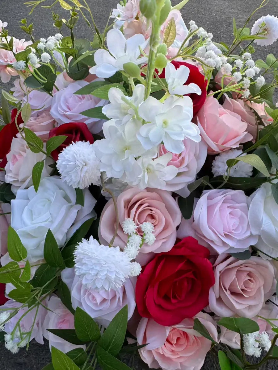 Aranjament floral regal cu flori artificiale, 60x60 cm, diverse culori, Ruyidecor
