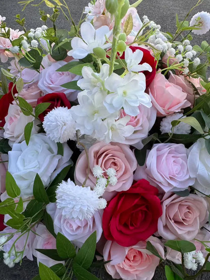 Aranjament floral regal cu flori artificiale, 60x60 cm, diverse culori, Ruyidecor