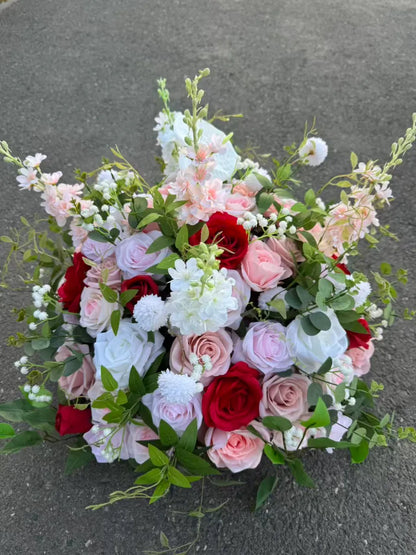 Aranjament floral regal cu flori artificiale, 60x60 cm, diverse culori, Ruyidecor