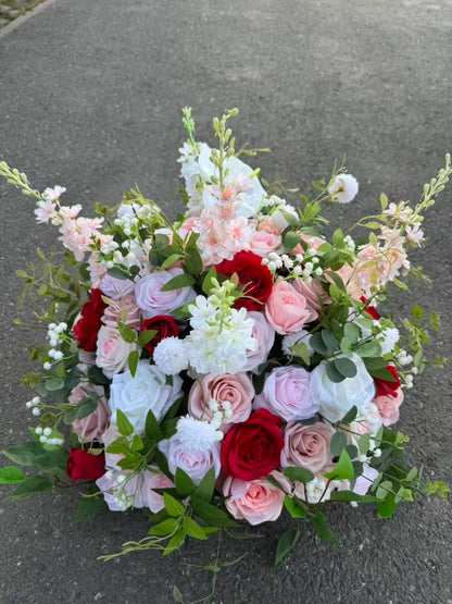 Aranjament floral regal cu flori artificiale, 60x60 cm, diverse culori, Ruyidecor