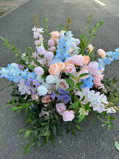 Aranjament floral regal cu flori artificiale, 60x60 cm, diverse culori, Ruyidecor