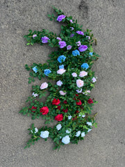 Plantă artificială curgătoare cu trandafiri și frunze decorative, 108 cm, diverse culori, Ruyidecor