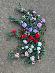 Plantă artificială curgătoare cu trandafiri și frunze decorative, 105 cm, Ruyidecor