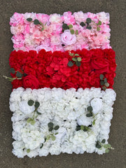 Panou decorativ cu flori artificiale roz și frunze decorative, diverse culori, 40x60 cm, Ruyidecor