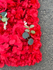 Panou decorativ cu flori artificiale roz și frunze decorative, diverse culori, 40x60 cm, Ruyidecor