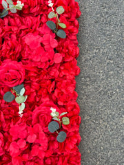 Panou decorativ cu flori artificiale roz și frunze decorative, diverse culori, 40x60 cm, Ruyidecor