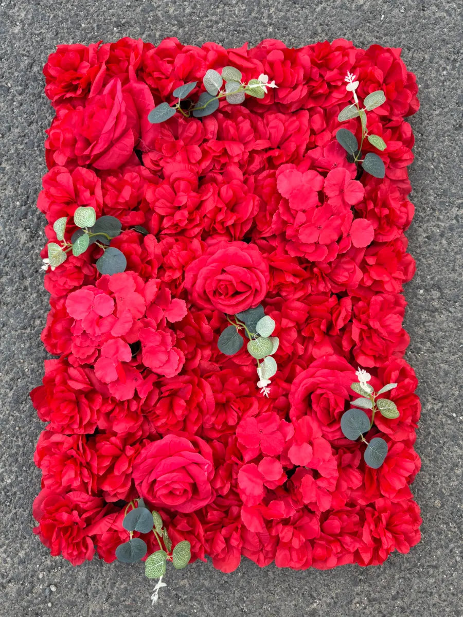 Panou decorativ cu flori artificiale roz și frunze decorative, diverse culori, 40x60 cm, Ruyidecor
