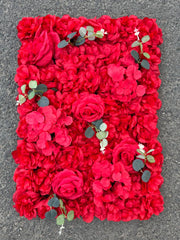 Panou decorativ cu flori artificiale roz și frunze decorative, diverse culori, 40x60 cm, Ruyidecor