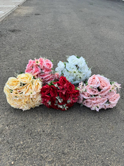 Buchet artificial cu trandafiri, 24 capete, 45 cm, Ruyidecor