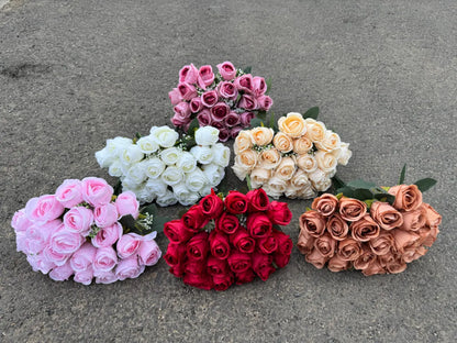 Buchet artificial cu trandafiri, 24 capete, 45 cm, Ruyidecor