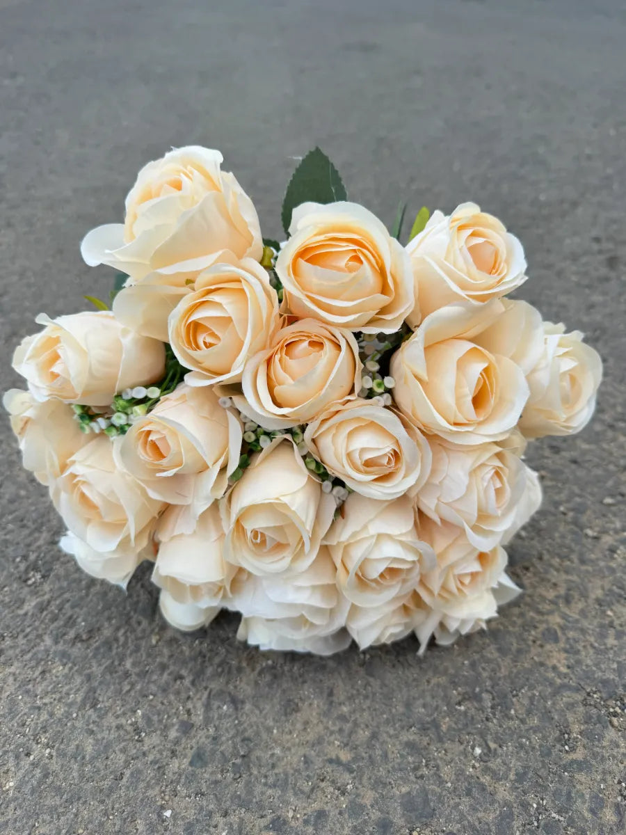 Buchet artificial cu trandafiri, 24 capete, 45 cm, Ruyidecor