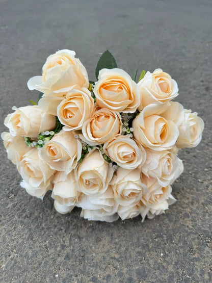 Buchet artificial cu trandafiri, 24 capete, 45 cm, Ruyidecor
