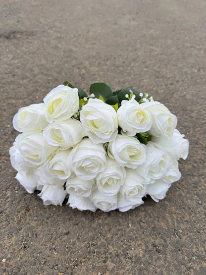 Buchet artificial cu trandafiri, 24 capete, 45 cm, Ruyidecor