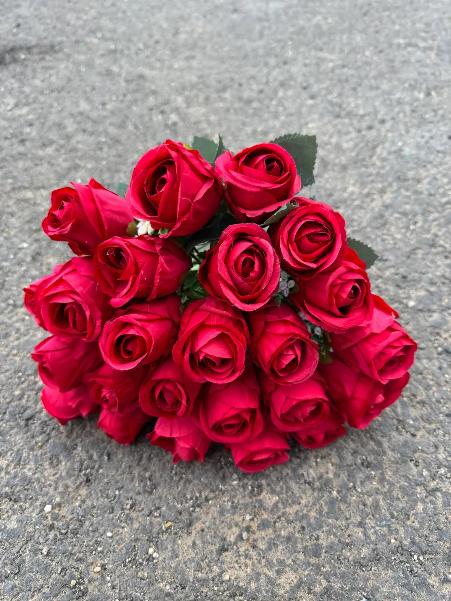 Buchet artificial cu trandafiri, 24 capete, 45 cm, Ruyidecor