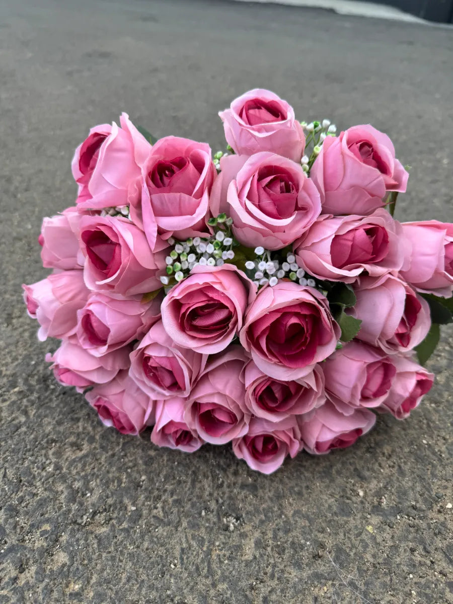 Buchet artificial cu trandafiri, 24 capete, 45 cm, Ruyidecor