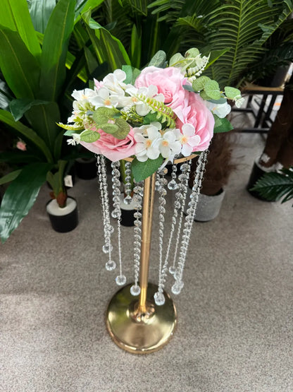 Buchet artificial cu flori si frunze decorative, 10 capete, 35 cm, diverse culori, Ruyidecor