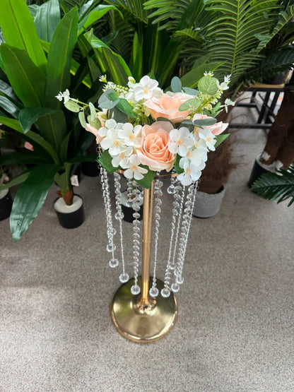 Buchet artificial cu flori si frunze decorative, 10 capete, 35 cm, diverse culori, Ruyidecor