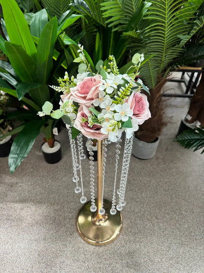 Buchet artificial cu flori si frunze decorative, 10 capete, 35 cm, diverse culori, Ruyidecor