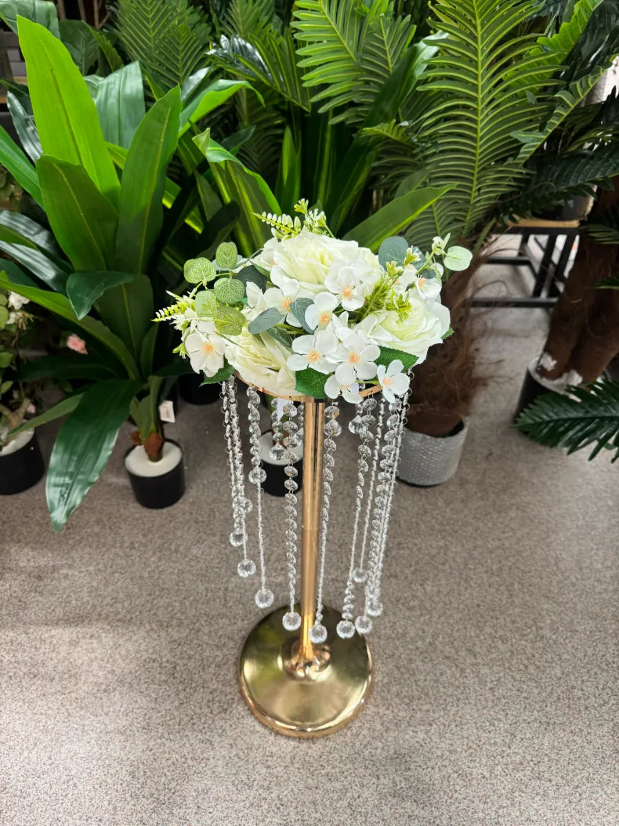 Buchet artificial cu flori si frunze decorative, 10 capete, 35 cm, diverse culori, Ruyidecor