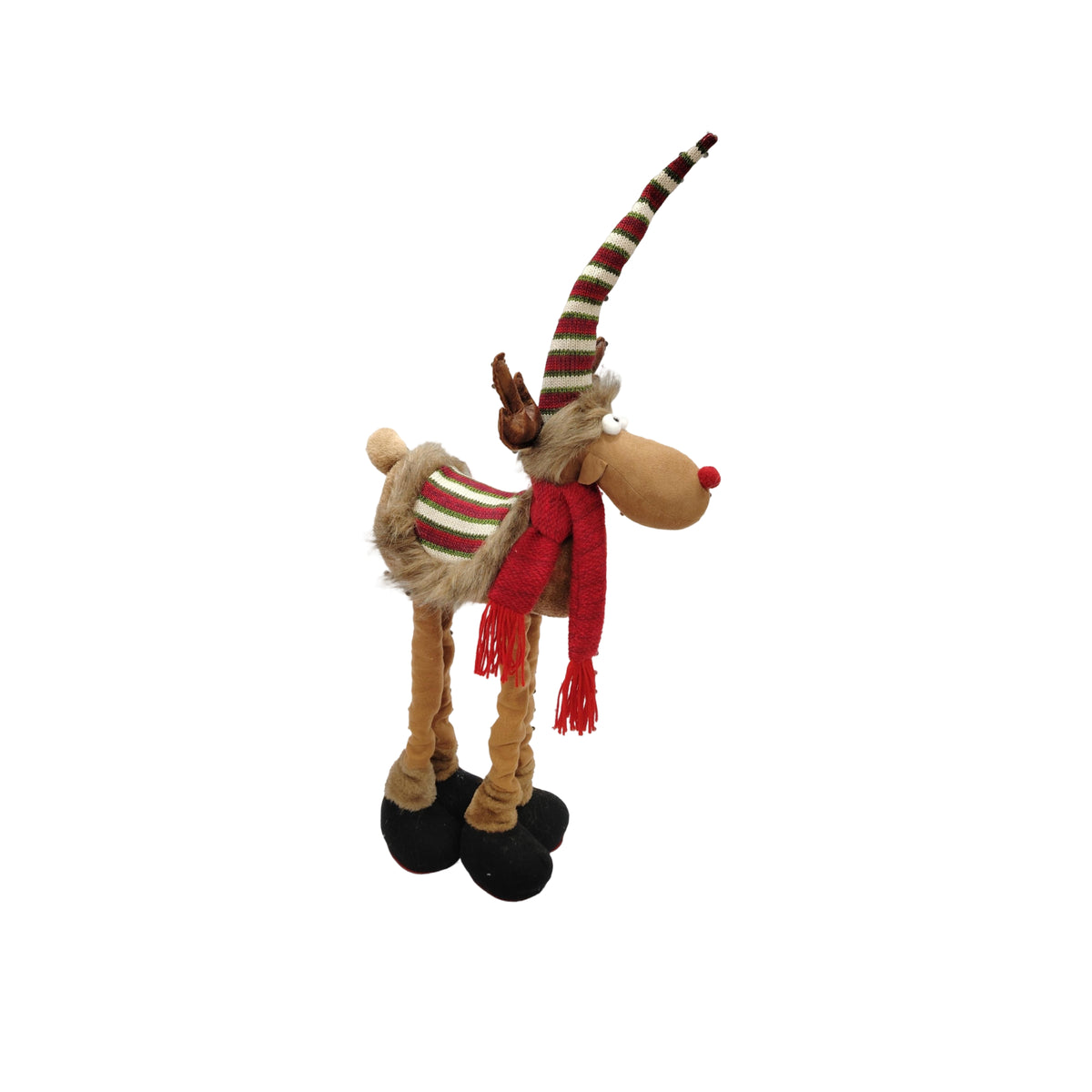 Ren decorativ de Craciun, 60 cm, cu esarfa rosie – Figurina de iarnă pentru decor