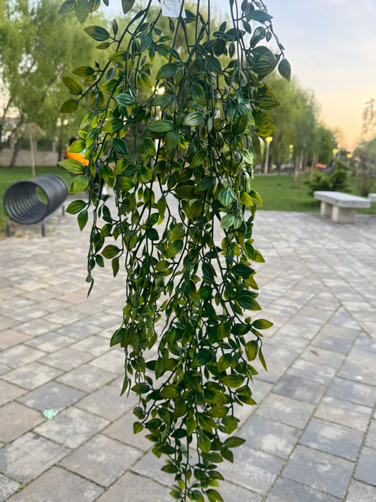 Tija artificiala curgatoare cu frunze ovale, 95 cm, verde, Ruyidecor