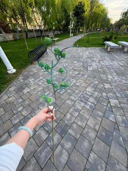 Tija artificiala decorativa cu suculente, 80 cm, 3 culori, Ruyidecor