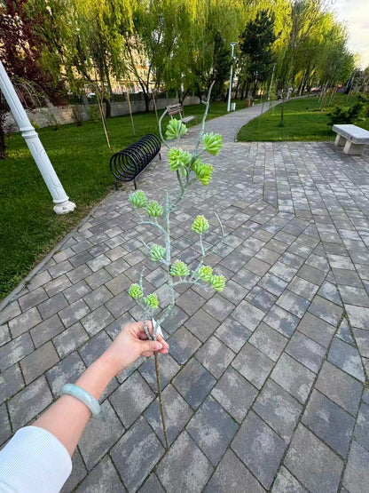 Tija artificiala decorativa cu suculente, 80 cm, 3 culori, Ruyidecor